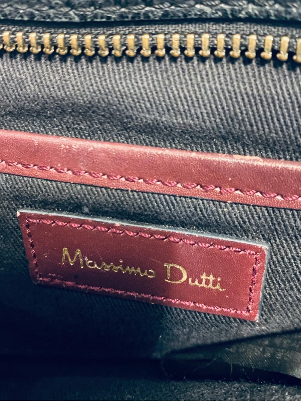 VTG 90s Massimo Dutti Croc Embossed Leather Crossbody Bag Purse Black EUC Spain